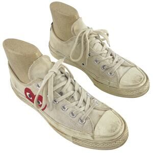 Comme des Garçons Play x Converse Cream Cream Canvas Sneaker Shoes Women's 7